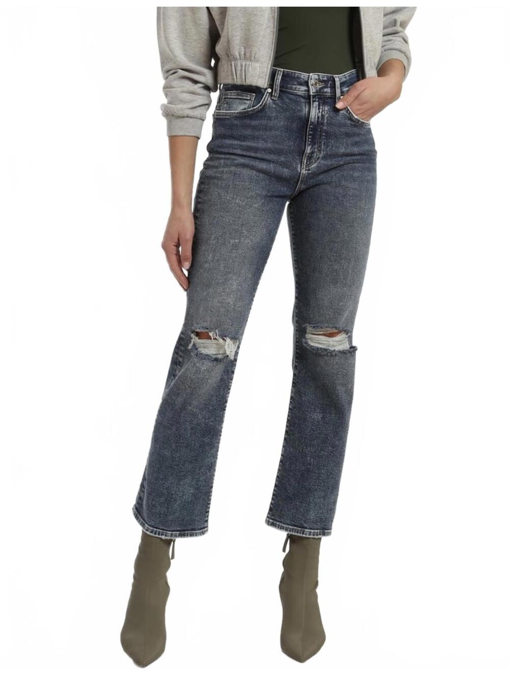 Mavi Jeans Barcelona High Waist Ripped Crop Jeans Mid Ripped Recycle Blue 26x29